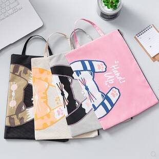 Korean Style Creative Portable Large Capacity Oxford Cloth Document Bag Student Information Bag Zipper Storage Bag