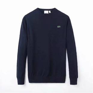 Winter French Fisherman Style Cross-Border Export Men's Crew Neck Pure Cotton Solid Color Knit Sweater