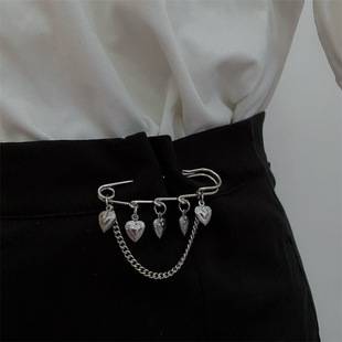 Ins Pants Waist Reduction Buckle Artifact Chain Pin DIY Accessories Heart Brooch Suit Skirt Accessories for Men and Women
