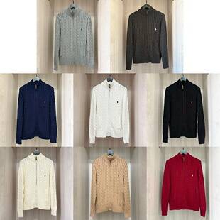 2026 Fall/Winter New Style Ralph Small Logo Embroidered Knit Zipper Cardigan Stand Collar Long Sleeve Casual Sweater Unisex