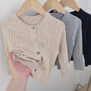 2026 Girls' Wool Sweater Spring and Autumn Korean Style College Style Knitted Cardigan Classic Versatile Baby Stylish Sweater Coat
