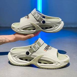 [Light Luxury and Soft] Men's Sandals 2025 New Model Thick-Soled Anti-Slip Outdoor Driving Dual-Use Beach Shoes