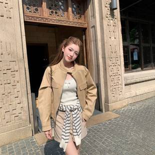 Retro round-neck faux suede jacket, 2026 new style, women's Korean-style loose-fitting, elegant, casual short top, Instagram style