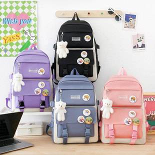 Student Schoolbag Small Fresh Style Campus Style Fashionable Backpack Four-piece Set Korean Style Casual Lightweight Travel Computer Backpack