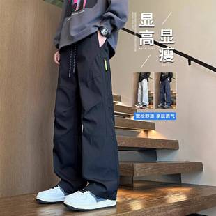 Spring, Summer, and Autumn Loose Workwear Pants for Men, Teenagers, High School and Middle School Students, Big Kids, Straight-Leg Casual Sports Long Pants