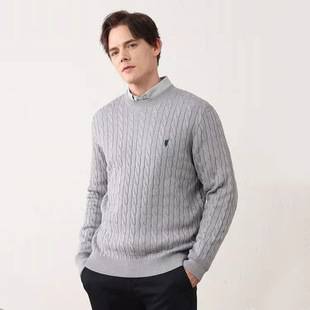 Paul Autumn and Winter Knitwear Men's Long-Sleeved 2025 New Pure Color Bottoming Shirt Round Neck Pony Embroidered Versatile Knitwear for Men
