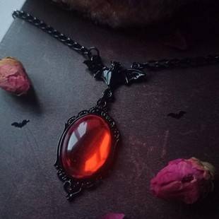 Gothic Bat Necklace Vampire Black Necklace Witch Pendant Victorian Embossed Factory Direct