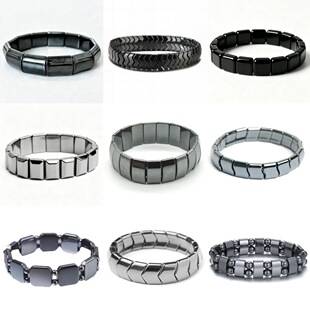 Temu Xiyin Tk Amazon Hot-Selling European and American Men's Fashion Bracelet with Arc-Shaped Black Obsidian Beads, In-Stock Wholesale