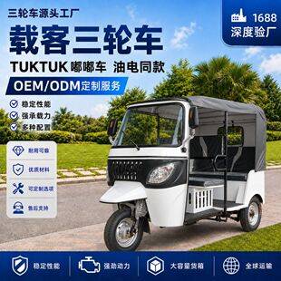Cross-Border Bajaj Electric Fuel-Powered White Auto-Rickshaw Overseas Tvs Double-Row Passenger Tricycle for Passenger Transport