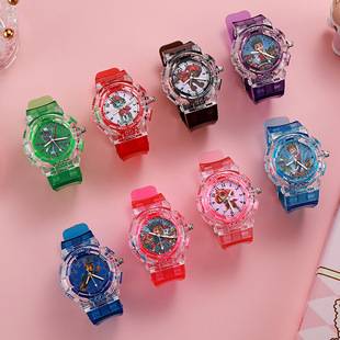 in stock Supply Children's Kindergarten Luminous Watch Wang Wang Team Colorful Flash Boys Quartz Wristwatch