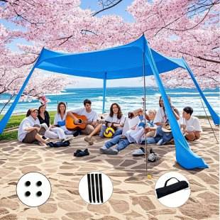 Beach Lycra Canopy Tent Seaside Sunscreen Outdoor Tent Portable One-piece in stock Dinner Camping Canopy