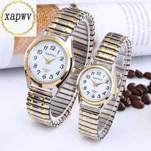 elastic elastic band quartz couple fashion pair watch middle-aged and elderly large dial pointer digital face men's watch women