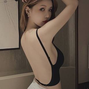 U-shaped back underwear women's small chest gathered with chest pad outside wear hollow vest one-piece seamless backless sexy bra
