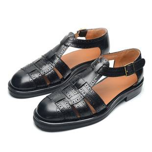 Luxury Designer Men's Summer Sandals Genuine Leather Bullock Men's Shoes Formal Event Social Buckle Men's Sandals