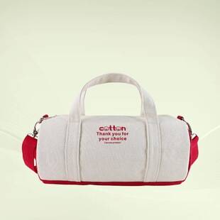 Manufacturer Customized Canvas Travel Bag, Shoulder Crossbody Cylindrical Fitness Bag, Contrasting Color Small Travel Bag, Customized Logo