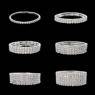 Cross-Border Classic Full Diamond Elastic Bracelet for Women, Fashionable and Simple Bracelet with Multiple Rows of Claw Chain Rhinestone Bracelet Jewelry Wholesale