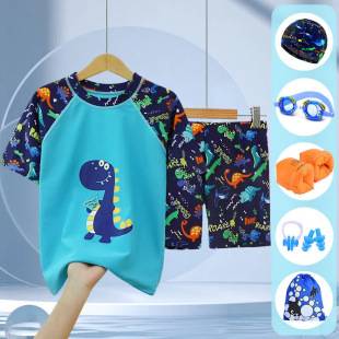 Children's Swimsuit Boys Summer Baby Sun Protection Quick-Drying Split Swimming Trunks Kidsren's Medium and Large Kidsren's Cute Equipment Set