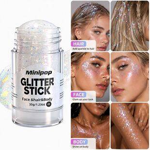 Cross-Border Minipop Body Painting Hair Wax Stick Face Star Glitter Eyeshadow Festival Stage Makeup Amazon