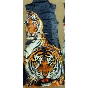 New Chinese-style retro velvet dress with double tiger head print, improved cheongsam design, sleeveless, stand-up collar, slimming, unique and niche summer dress