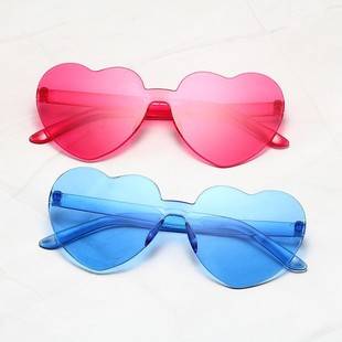 Transparent jelly color love sunglasses men's and women's peach heart sunglasses cross-border European and American heart-shaped conjoined love sunglasses