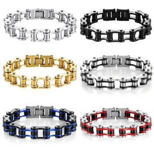 Cross-border motorcycle bracelet for men, stainless steel punk bracelet, bicycle chain, European and American trendy hip-hop rock couple's jewelry