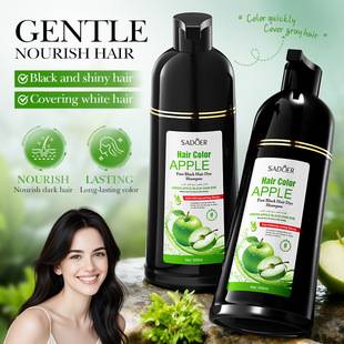 SADOER Green Apple Black Hair Dye (Natural Black) 500ml for Men and Women, No-bleach, for Cross-border Foreign Trade