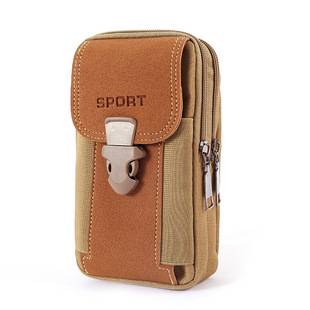 New 6.8inch Men's Waist Bag, Portable Mobile Phone Bag for Construction Sites, Can Be Worn with a Belt, Multifunctional Vertical Canvas Bag