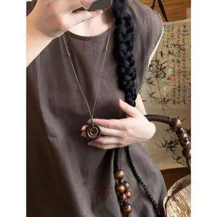 Ancient Style Ceramic Pendant Necklace for Women, New Chinese Style, Retro Ethnic Style, Long Lanyard Sweater Chain, Accessories Decoration