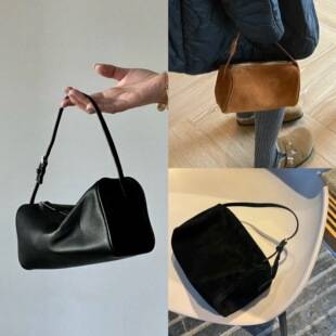 Niche row pen holder bag velvet underarm bag 90s mini small square bag leather handbag pen bag
