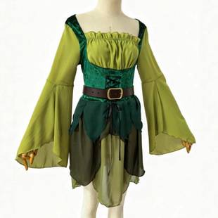 Women's Elf Medieval Wizard of Oz Magic Elf Dress Halloween Cosplay Costume