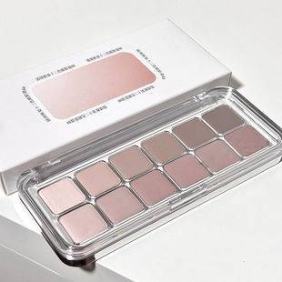 Mugeleen New 12-Color Eyeshadow Palette in Gray and Pink, All Matte, Low Saturation, Multi-Functional Eyeshadow Palette for Early Morning Use