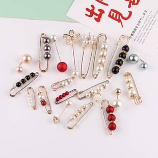Tight waist skirt adjustable anti-light kc gold brooch fixed clothes waist trouser waist change small pin Pearl