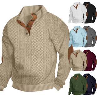 25 Cross-border Hot Selling Autumn and Winter European Size Men's Outdoor Leisure Collar Long Sleeve Jacquard Knitted Pullover 5XL Sweater