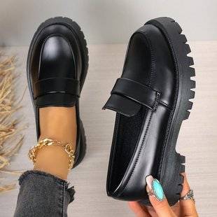 Foreign Trade Cross-Border British Jk Japanese Style Small Leather Shoes for Women 2026 New Spring Thick-Soled Preppy Style Flats Ins Trendy Shoes