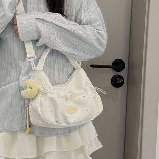 Solid Color Cute Niche Design Underarm Bag for Women, Pleated Drawstring Shoulder Bag, Crescent Bag, Handbag, Crossbody Bag, Trendy