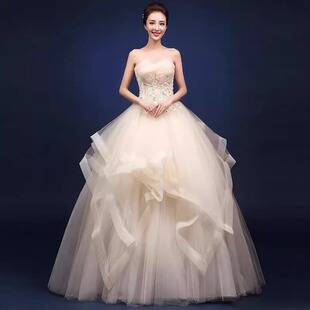 Wedding Dress with Puffy Skirt, Floor-Length, Plus-Size Bride, New Style for Photo Studio, Maternity Slim-Fit Korean-Style 2026 Wedding Gown, Strapless