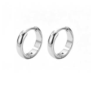 In-stock titanium steel earrings for women, simple wide plain black earrings, men's cool and stylish ear cuffs, unique ear studs, trendy style