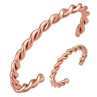 Cross-Border Hot-Selling Pure Copper Braided Bracelet with Ring, Unisex, Adjustable, Small Sample Available