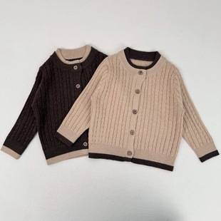 2026 Children's Wool Sweater Spring and Autumn Boys and Girls Knitted Cardigan Color-Blocking Sweater Baby Sweater Girls' Sweater