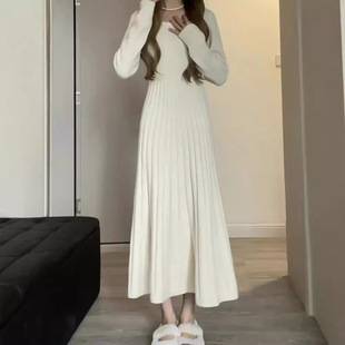Early Spring and Autumn Sweater Dress Women's Clothing Autumn and Winter 2024 New Style Inner Layer Long-Sleeved Knitted Long Skirt