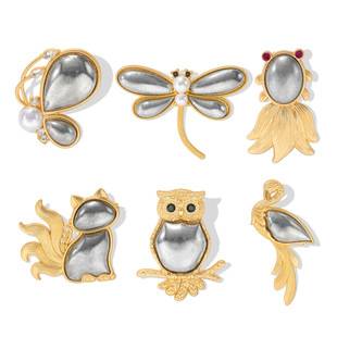 Popular New Chinese-Style Nine-Tailed Fox Brooch with Cover, Handmade Leather and Fabric Appliqué Flamingo Pin-Style Accessory