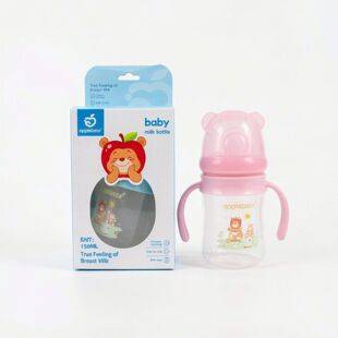 150ml new boxed wide-neck baby bottle, food-grade PP, with handle, anti-drop, for infant feeding