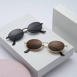 2026 New Kidsren's Sunglasses Metal Oval Frame Glasses Anti-Uv Street Style Retro Baby Sunglasses