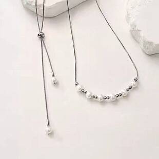 New smiley face necklace, handmade pearl necklace, versatile necklace with multiple wearing styles, adjustable, light luxury, simple and versatile, elegant necklace