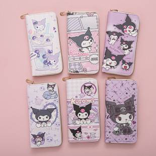 Long Wallet Female Student Cartoon Kuromi Fresh New Large Capacity Mobile Phone Wallet Zipper Card Holder Clutch Bag