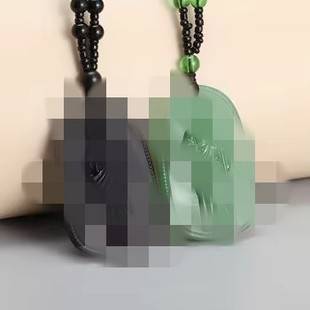 Cross-Border E-Commerce Hot-Selling Imitation Obsidian Holy Family Portrait Necklace Imitation Green Jade Pendant Human Head Portrait Hiphop