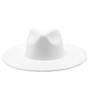 Cross-Border Aliexpress Amazon Male and Female Couple Flat Brim Big Brim Hat Autumn and Winter Wool Hat Jazz Gentleman Hat