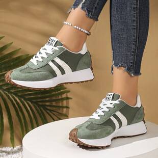 2026 Spring Retro Color-Blocked Sneakers for Women, Soft-Soled Breathable Casual Shoes, Lightweight Lace-Up Fashion Shoes, Multi-Color Women's Shoes