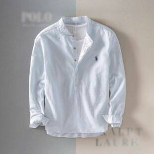 2026 New Style Shirt Tops Men's Casual Shirts Korean Style Slim Fit Solid Color Stand Collar Pullover Commuter Shirts for Men