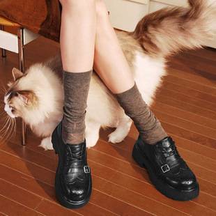 Zhang Ruonan's same style British-style thick-soled women's leather shoes, 2026 autumn new lace-up loafers, versatile height-increasing single shoes